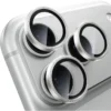 iPhone 17 Pro / 17 Pro Max Linsskydd Kameraskydd Härdat Glas med Metallring Silver