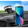 Kraftig bilhållare för mobil till vindruta med justerbar arm svart