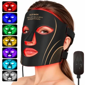 LED-ansiktsmask i Silikon – Rödljusterapi, 7 Ljusfärger, 210 LED, 1200 mAh