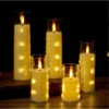 12-pack batteridrivna led-ljus med ljusslinga i akrylcylinder – varmvitt ljus 13 cm
