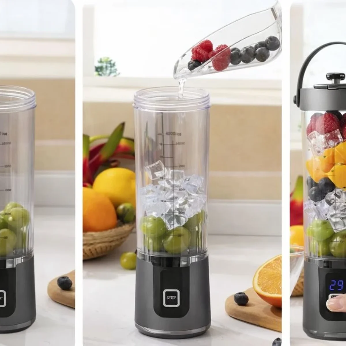 Portabel blender usb 500ml – smoothie blender to go med batteri & led display