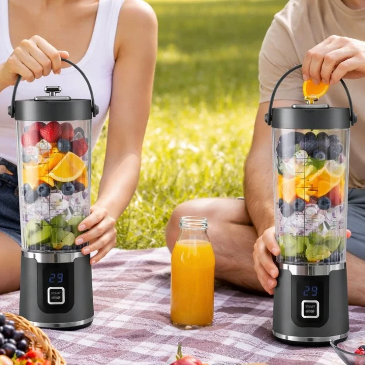 Portabel blender usb 500ml – smoothie blender to go med batteri & led display
