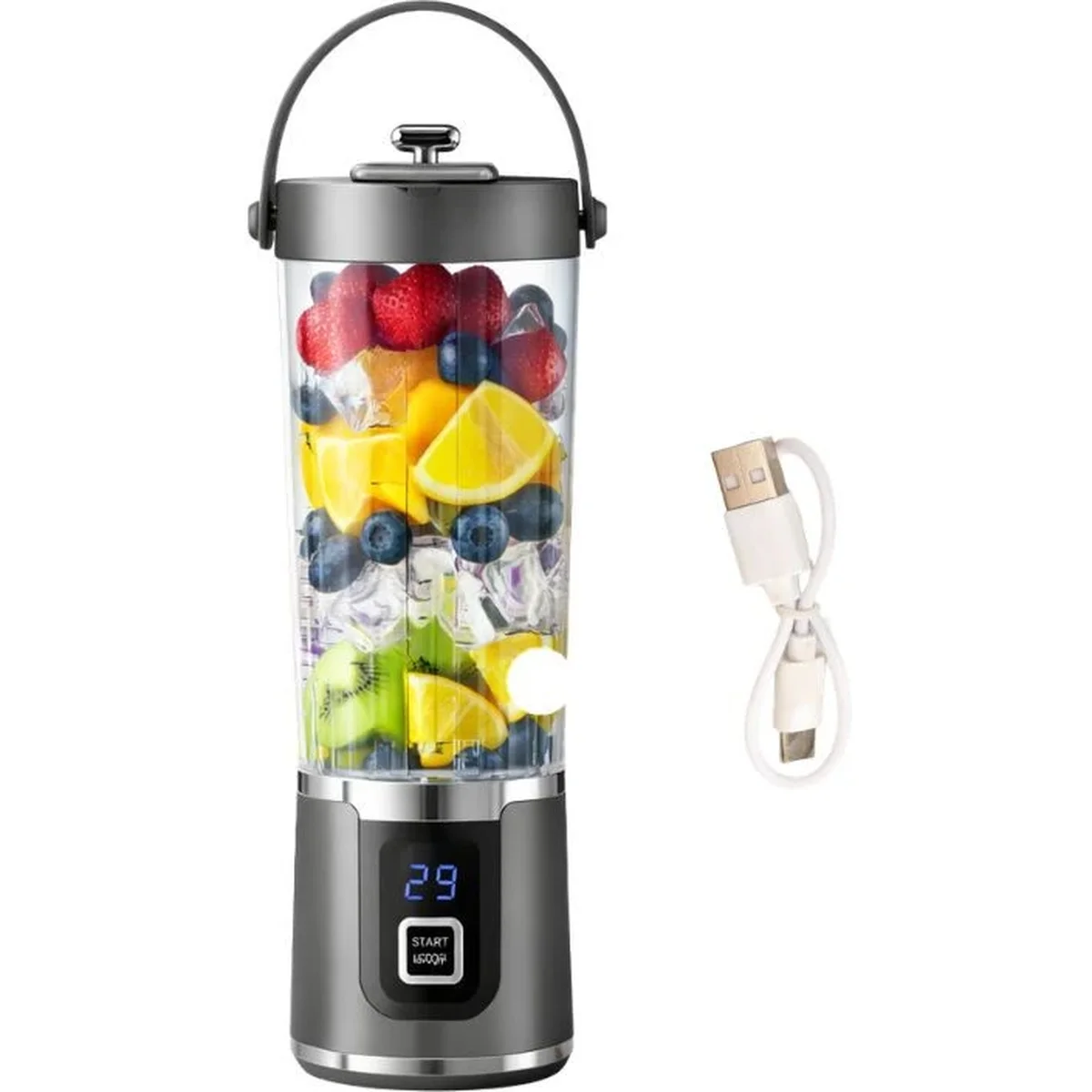 Portabel blender usb 500ml – smoothie blender to go med batteri & led display