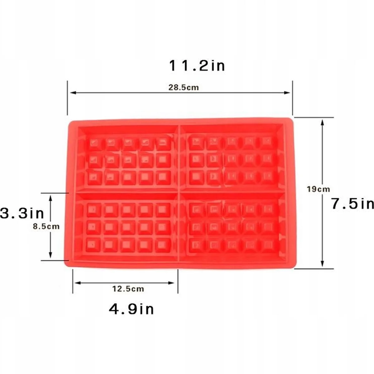 Silikonform för våfflor 28 × 18 cm – bakform för 4 våfflor
