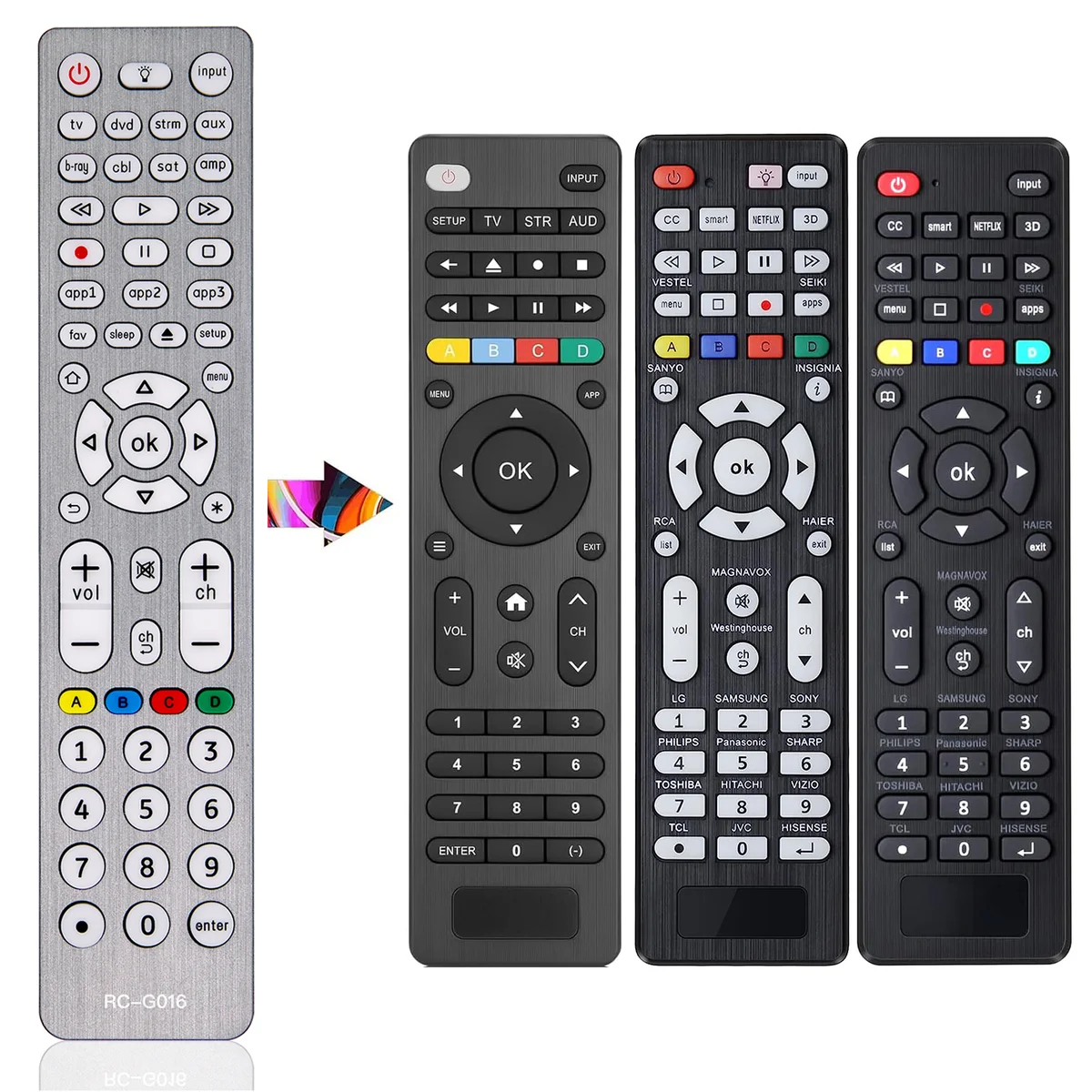Universal fjärrkontroll med bakgrundsbelysning g016 – för tv, blu-ray, soundbar, mediaspelare och digitalbox