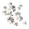 Väggdekoration 12-pack Blommor 3d Silver Väggdekal Väggdekor