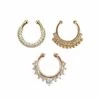 Trendigt 3-pack Fake Septum Näsring Fakepiercing Guld Elegance