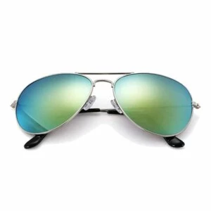 Silver Pilot Aviator Solglasögon Guld Spegelglas