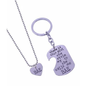 Gulligt Tvådelat Halsband Och Nyckelring Pojkvän/flickvän Bae