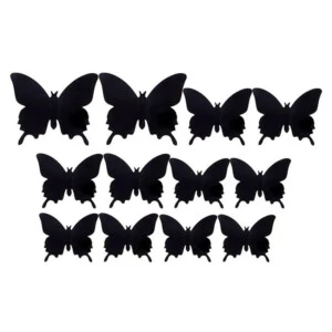 Väggdekoration 12-pack Svarta Fjärilar 3d Väggdekal Väggdekor