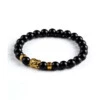 Handgjort Karma Armband Buddha Guld M. Svarta Stenpärlor