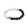 Handgjort Karma Armband Buddha Silver M. Svart Lava/vit Marmor