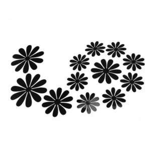 Väggdekoration 12-pack Blommor 3d Svart Väggdekal Väggdekor