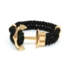 Handgjort Läderarmband Rep Med Ankare I Metall Svart/guld