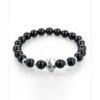 Handgjort Skull Dödskalle Armband M. Svarta Stenpärlor