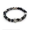 Handgjort Dödskalle Armband Silver M. Agatestenar