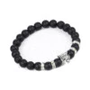 Handgjort Armband Courage Leopard Silver M. Svarta Stenar