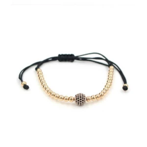 Elegant Och Stilrent Armband Lux Macrame Kopparkulor (roséguld)