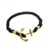 Handgjort Armband Rep Med Ankare I Metall (svart/guld)