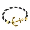 Handgjort Armband Rep Med Ankare I Metall (svart/vit/guld)