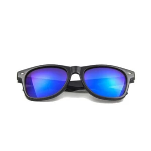 Svarta Wayfarer Solglasögon Blått Spegelglas