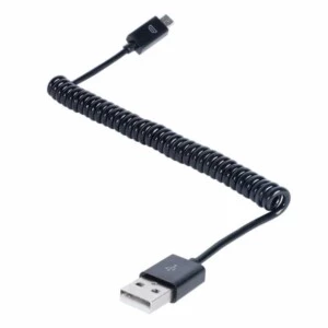 Android Laddkabel Usb Micro Usb Spiralkabel (svart)