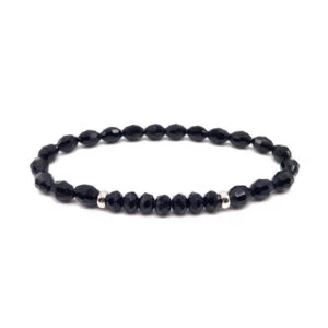 Handgjort Armband Svart Kristall Silver Detaljer