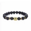 Handgjort Armband Svart Lavasten Och Guld Buddha