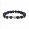 Handgjort Armband Svart Lavasten Och Silver Buddha