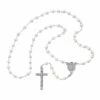 Långt Vitt Halsband Radband 8mm Vita Glaspärlor