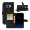 Samsung Galaxy S8 Plus Plånboksfodral Svart Läder Skinn Fodral