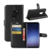 Samsung Galaxy S9 Plus Plånboksfodral Svart Läder Skinn Fodral