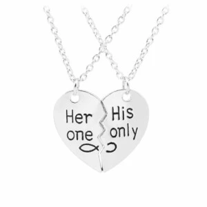 Parhalsband För Par Flickvän Pojkvän His Hers Only Silver