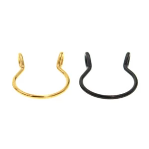 2-pack Fake Piercing Läpp Näsring Septum Läppring Guld Svart
