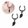 2-pack Fake Helix Piercing Öron Örhänge Ear Cuff Med Fjäder Svart