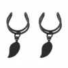 2-pack fake helix piercing öron örhänge ear cuff med fjäder svart