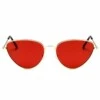 Guldiga triangulära solglasögon rött glas