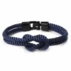 Mörkblått Handgjort Tygarmband Knut Rep Herrarmband Navy