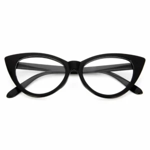 Svarta Retro Cateye Glasögon Klarglas Klart Glas Utan Styrka