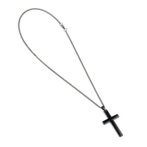 Halsband Kedja Med Stort Kors (svart)