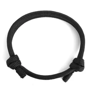 Svart Handgjort Tygarmband Rep Herrarmband Minimal