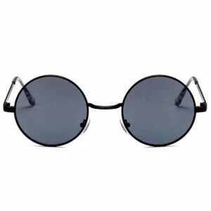 Svarta Runda Solglasögon Mörkt Glas