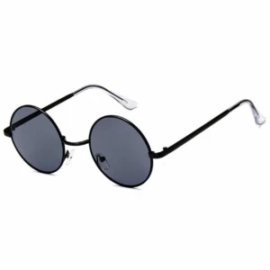 Svarta Runda Solglasögon Mörkt Glas