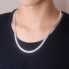 Halsband tjock kedja länk silver vitguldpläterad 66cm