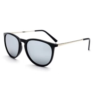 Retro Solglasögon Blank Svart Spegelglas