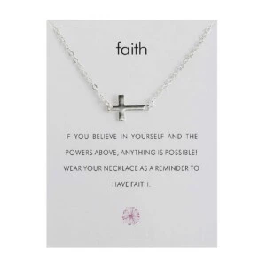 Smycke Med Budskap Halsband Med Kors Faith Silver
