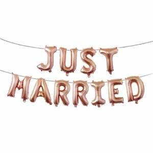 Just Married Ballonger Bröllop Giftemål Bröllopsfest Nygift