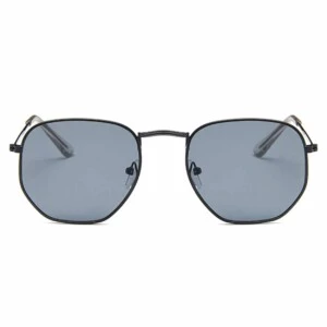 Runda Solglasögon Gunmetal Svart Mörkt Glas