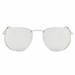 Runda Solglasögon Metall Silver Spegelglas