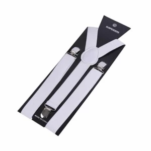 Hängslen Smala Med Klämmor 2,5cm Vit